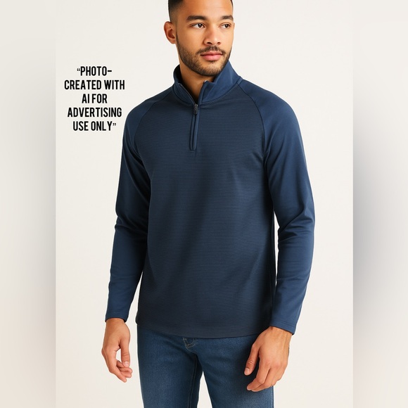 ALFANI Men’s Slim Fit Blue Quarter Zip Pullover Sweater Medium - Picture 1 of 10